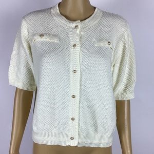 NWT Atelier Evene Paris Short Sleeve Knit  Cardigan Sweater S/M